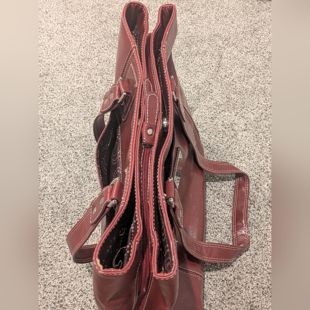 Franklin Covey Heritage Travelware Laptop Bag Triple Gusset Red Maroon Tote - Picture 12 of 16